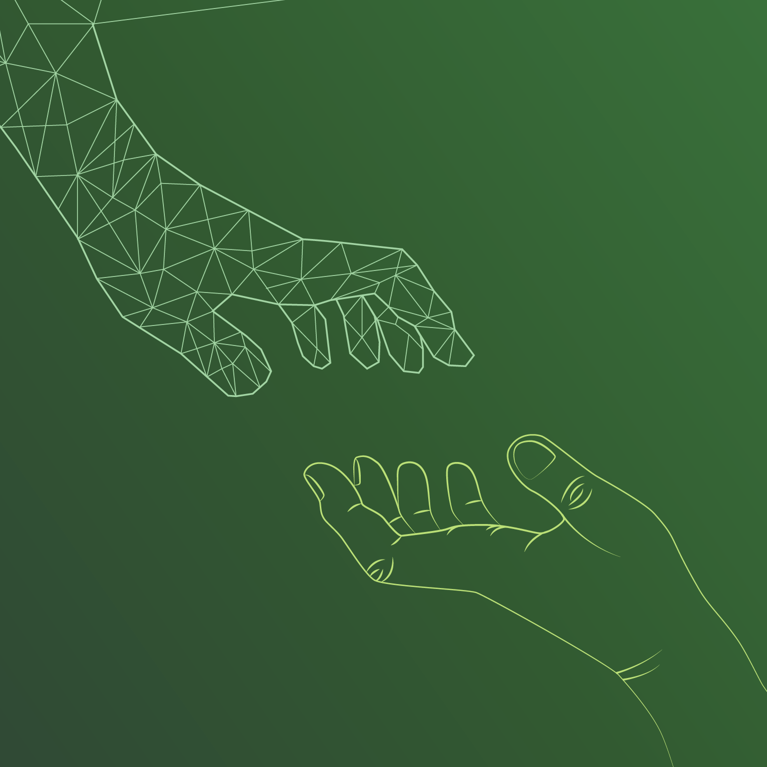 Illustration digitale und menschliche Hand