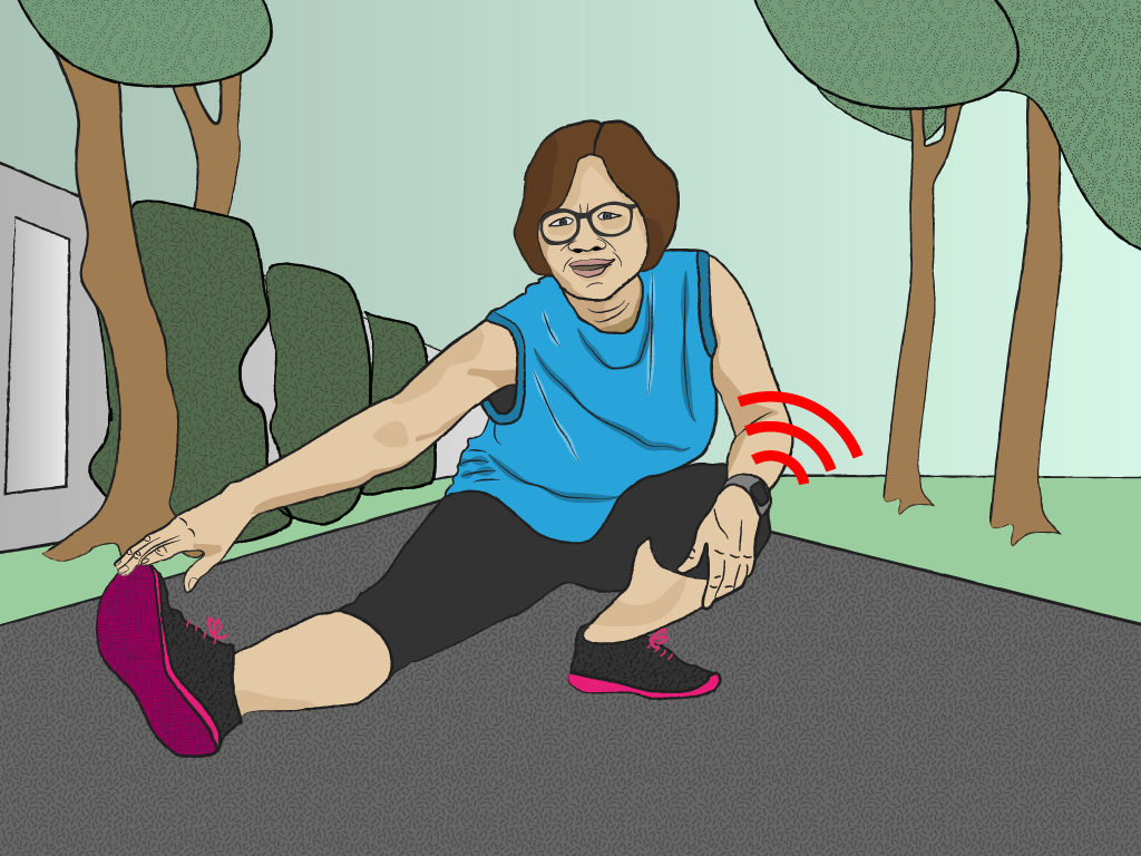 Illustration Frau beim Sport mit Aktivitätssensor