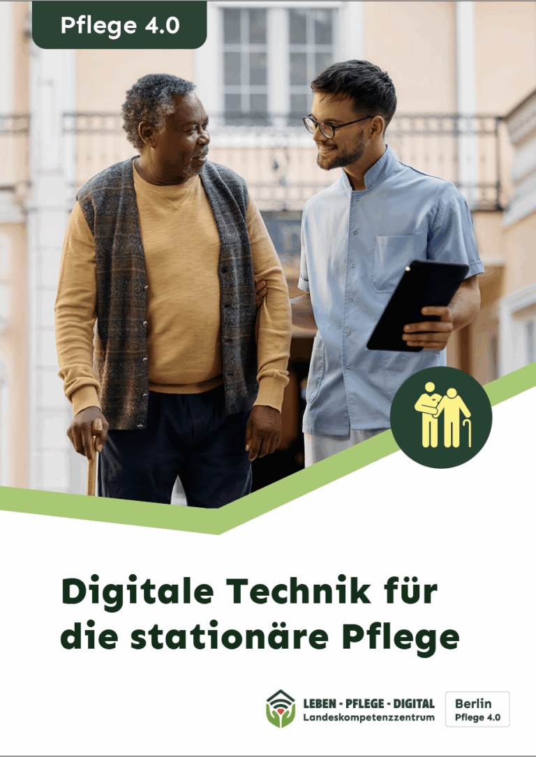 Cover des Flyers "digitale Technik für die stationäre Pflege"