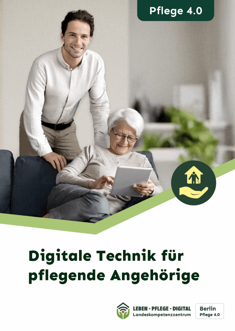 Cover des Flyers "Digitale Technik für pflegende Angehörige"